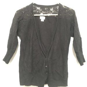 2/$15 Black Lace Cardigan Sweater